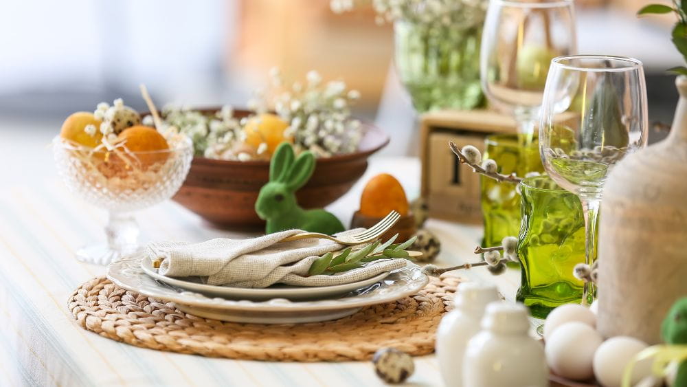 Easter table set ready for a feast.