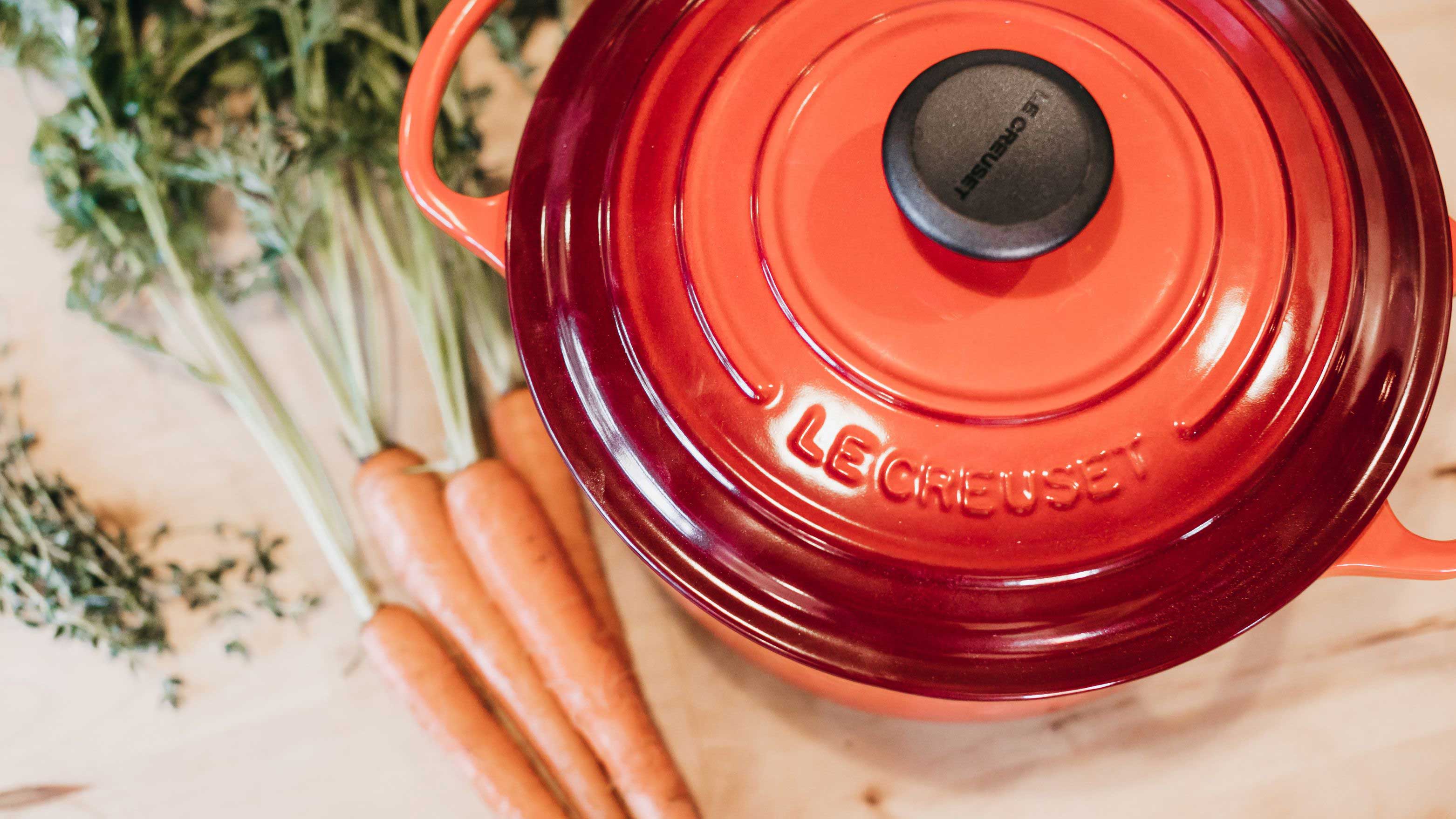 pot with carrots next to it