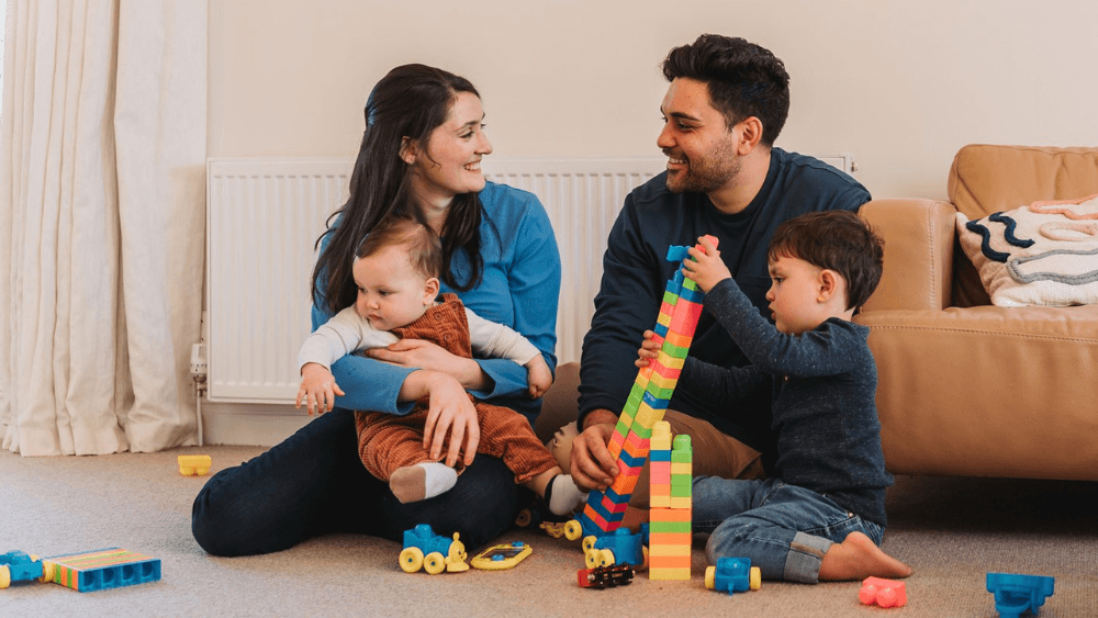 Family enjoying a cosy home heated by natural gas.