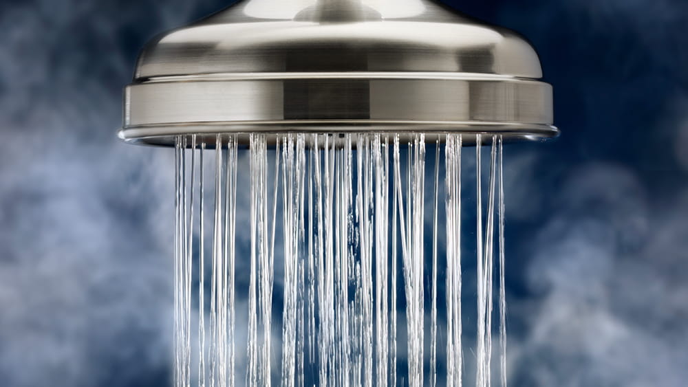 Hot, steaming, gas-powered shower